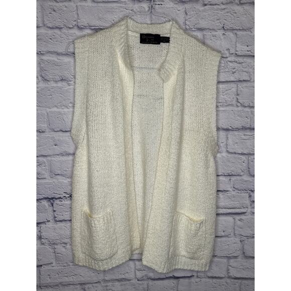 Bonnie Lee Vintage Ivory Knit Sleeveless Cardigan Sweater w/Pockets SZ SM-MED - Picture 1 of 5